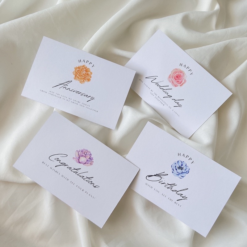 •𝒟𝒶𝓃𝑔𝑜• รุ่นดอกไม้ ขนาด 3.5*5.5 นิ้ว การ์ดอวยพรวันเกิด ปัจฉิม วันครอบรอบ วันเเต่งงาน