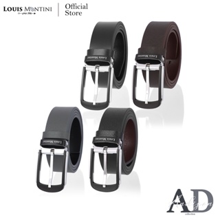 Louis Montini Classic เข็มขัดผู้ชายหนังแท้ เข็มขัดหนังวัว ลายพาด้า มาพร้อม Packaging หรูหรา Men Belt - MGN149