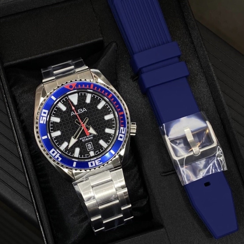 [ผ่อนเดือนละ 349]🎁ALBA นาฬิกาข้อมือผู้ชาย Active สายสแตนเลส รุ่น AS9N99X - สีเงิน / สีน้ำเงิน ของแท้ 100% ประกัน 1 ปี