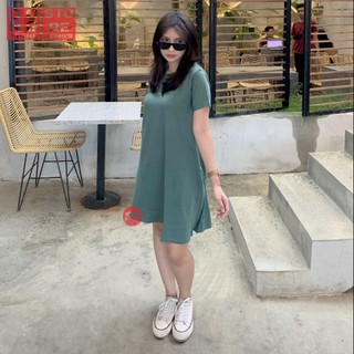 Kaos Polos Dress Pocket Wanita Casual Fashion Korean Baju Atasan Midi Dres Saku Didua sisi Bahan Premium Cotton Combat 24s Tidak Nerawang