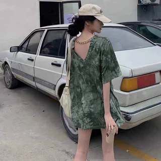 Cicishop(8990)เสื้อยืดทรง Oversize แต่งโซ่เว้าหลัง ผ้านิ่ม ใส่สบาย