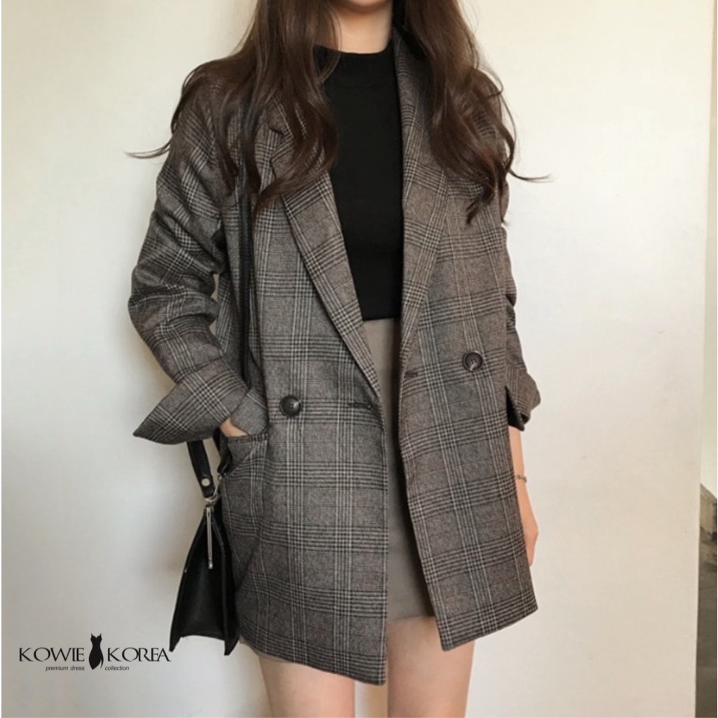 Kowie Korea ( 289 - BR ) Scotty เบลเซอร์ลายสก็อตสีน้ำตาล