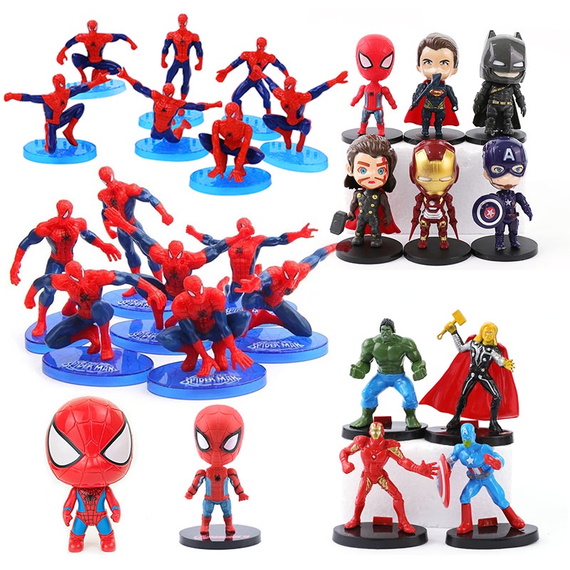 [จุด] ชุดตกแต่งเค้กวันเกิด Spider Man น่ารัก Avenger ชุดตกแต่งเค้กวันเกิด Spider web เค้กตกแต่งเค้กด้านบน