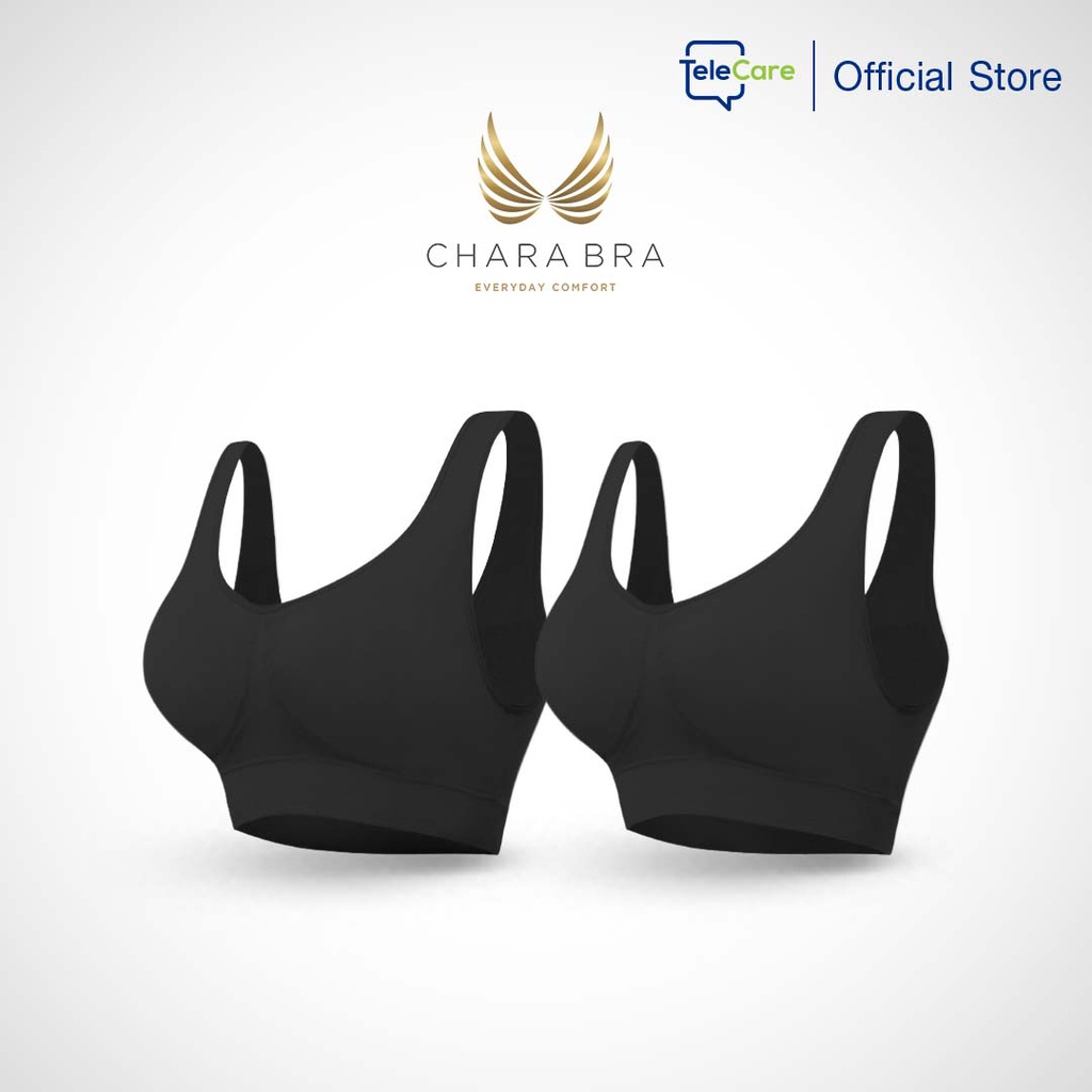 Chara Bra ชุดชั้นในเพื่อสุขภาพ ผ้าใยไผ่แท้ เเพ็ค 2 ตัว สีดำ Telecare Shop 36500425