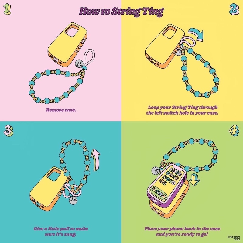 พร้อมส่ง String Ting Snow Candy Love Heart Wristlet Phone