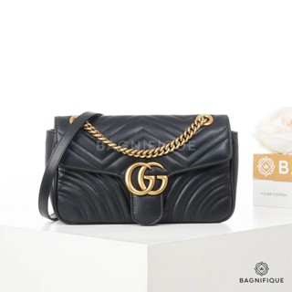 GUCCI MARMONT 26 CM BLACK CHEVRON GHW