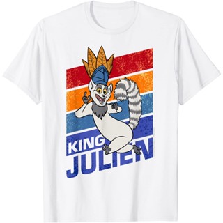 Madagascar King Julien Striped Portrait Adult T-Shirt - Mens T-Shirt