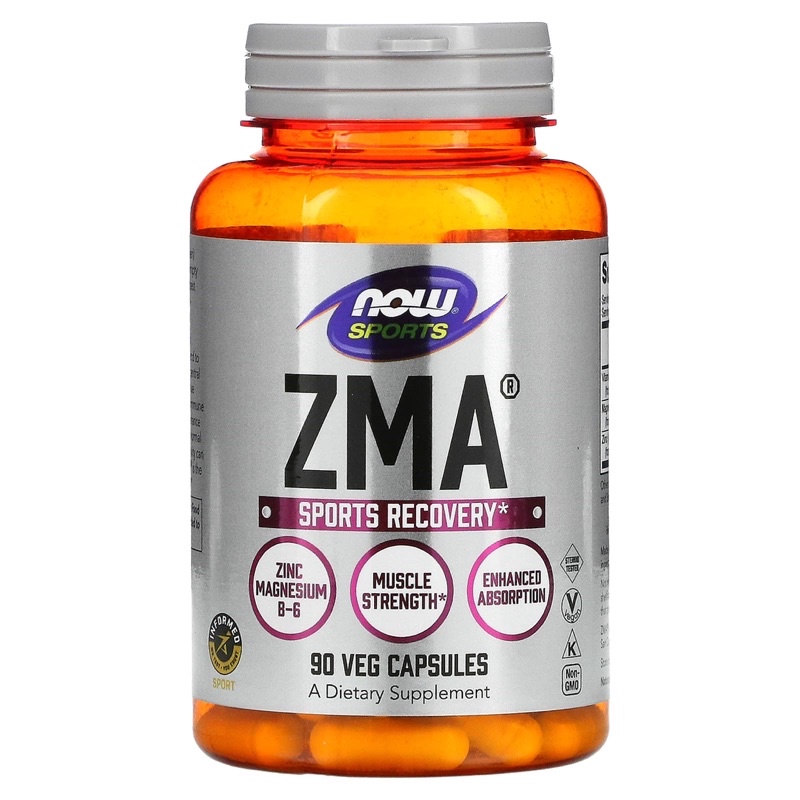 ซิงค์ แมกนีเซียม วิตามินบี6 Now Sports ZMA Sports Recovery, 90 Veg Capsules