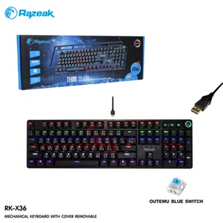 คีย์บอร์ดเล่นเกมส์ RAZEAK RK-X36 บลูสวิตช์แท้กดเสียงดัง รับประกันสินค้า 1 ปี