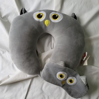 Owl pillow eyes patch หมอนรองคอ พร้อม ผ้าปิดตา นกฮูก หมอนนกฮูก ผ้านิ่ม หลับสบาย