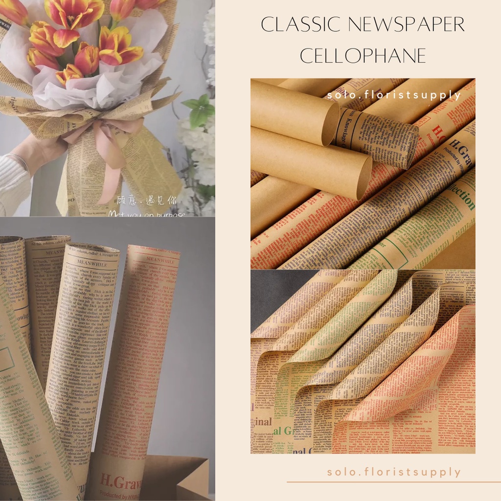 [SW] Ecer FLOWER WRAPPING CLASSIC NEWSPAPER CRAFT KRAFT กระดาษของขวัญ vintage motif MAGAZINE เกาหลี NEWSPAPER FLOWER โปสเตอร์กระดาษ / อุปกรณ์ประกอบฉากภาพ Kinfolk ปก MAGAZINE MAJALAHAYABOUQUETIVE