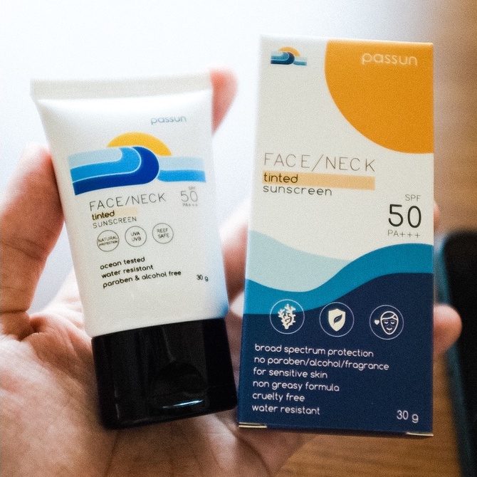 ☀️🌴🍉 ครีมกันแดด PASSUN Tinted Face/Neck Sunscreen SPF50 PA+++ 30g Reef-Safe สีเนื้อ ไม่ทำร้ายปะการัง ดำน้ำ อ่อนโยน - รูปที่ 2