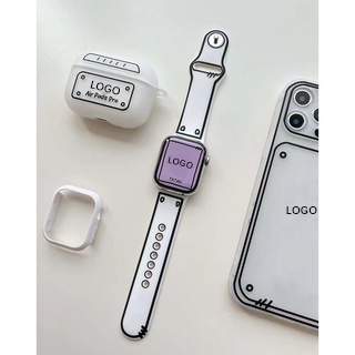 สายนาฬิกาข้อมือซิลิโคน ลายการ์ตูนกราฟฟิตี้ สองมิติ สําหรับ Apple Watch Iwatch S7 6 54321se 44 มม. 38 มม. 45 มม.