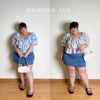 “Rainbow top”เสื้อสไตล์เกาหลี เสื้อสาวอวบ เสื้อพลัสไซต์ เสื้อไซต์ใหญ่ เสื้อไปคาเฟ่ เสื้อแฟชั่นสาวอวบ เสื้อลายทาง