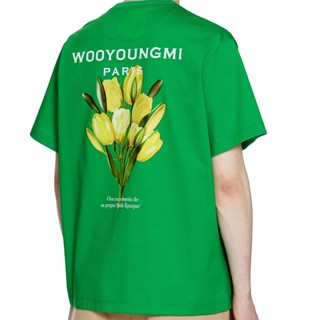 Wooyoungmi เสื้อยืดแขนสั้น พิมพ์ลายดอกทิวลิป สีเหลือง สําหรับผู้ชาย และผู้หญิง