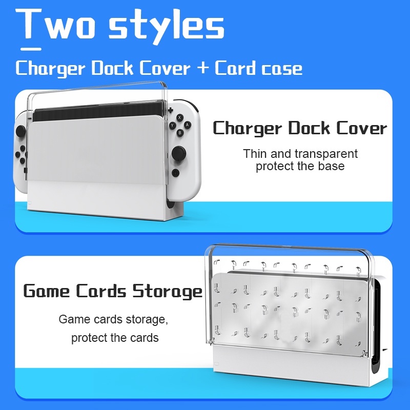 ป้องกัน Dock Shield พร้อมกล่องเก็บการ์ดเกมสําหรับ Nintendo Switch OLED, ที่เก็บข้อมูล 10 ชิ้น NS เกม