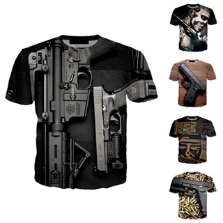 เสื้อยืดคอกลม แขนสั้น พิมพ์ลาย Beretta Guns Firearms 3 มิติ โอเวอร์ไซซ์ สไตล์สตรีท แฟชั่นสําหรับผู้ชาย ผู้หญิง