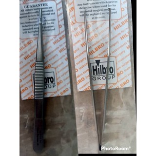 ็Hilbro 12.0114.14 TISSUE FORCEP 1x2T STR 14cm แบบมีเขี้ยว 14 cm.