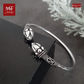 MT กำไลข้อมือเงินแท้ รูปดอกบัว สไตล์บาหลี  ข้อมือ 16, 17 ซม. Solid 925 Sterling Silver Bangle (sbg259) MT Jewelry มณีธารา