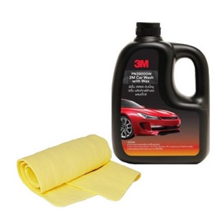 3M ผลิตภัณฑ์ล้างรถ ผสมแว๊กซ์ Car Wash with Wax 1 ลิตร + 3M Microfiber Cloth ผ้าไมโครไฟเบอร์ ผ้าชามัวสังเคราะห์