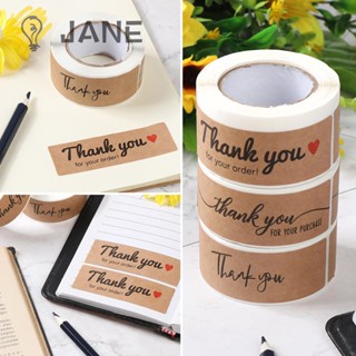 Jane สติ๊กเกอร์ Thank You 3X1 นิ้ว 120 ชิ้น/ม้วนสําหรับตกแต่งซองจดหมายเครื่องเขียนธุรกิจ