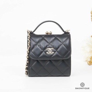 Chanel Vanity flap with handle mini black lamb ghw