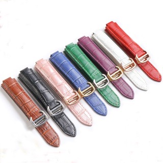 14 16 18 20 22 mm. สายนาฬิกา แบบสายหนังอัดลายจระเข้ ปลายสายแบบกดพับ