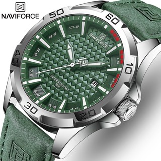 Naviforce ของแท้ นาฬิกาข้อมือควอตซ์ อะนาล็อก สายหนัง ลําลอง แสดงวันที่ หรูหรา สไตล์ธุรกิจ แฟชั่นสําหรับผู้ชาย