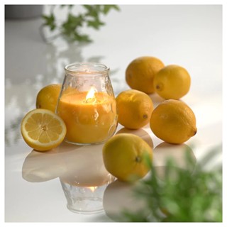 เทียนหอม CITRONSKIVA ซิทรุนควีวา เทียนหอมในถ้วยแก้ว, Summer citrus/เหลือง IKEA