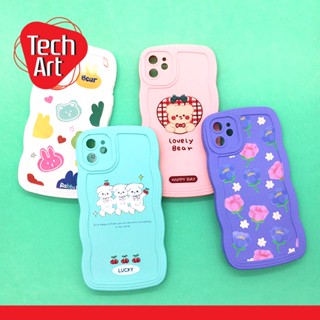 เคส i7+ 11 13 13pro 13promax 14+ 14pro 14promax เคสมือถือนิ่ม กันกล้อง ซิลิโคน TPU ขอบหยัก พิมพ์ลายการ์ตูน สีสดใส