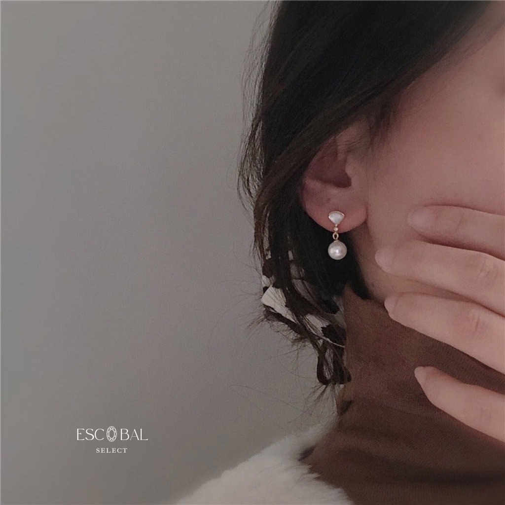 ESCOBAL✨ต่างหูไข่มุก Shell Pearl ต่างหูมุกธรรมชาติแท้100% ต่างหูเงินแท้ไม่แพ้ ตุ้มหูมุกแท้ ต่างหูมุกเกาหลี ตุ้มหูเงินแท้