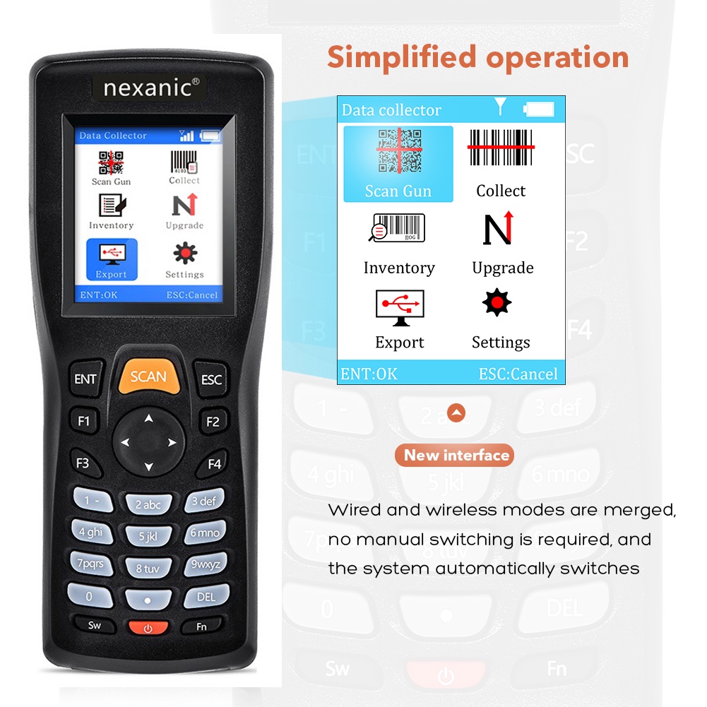 Nexanic 8103T Wireless Barcode Collector 2D QR 1D Data Terminal คลังสินค้าสินค้าคงคลังเคาน์เตอร์ 8103T - รูปที่ 4