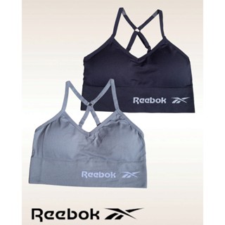 Reebok สปอร์ตบรา ป้ายแถบใหญ่ สีขาว ดํา เทา