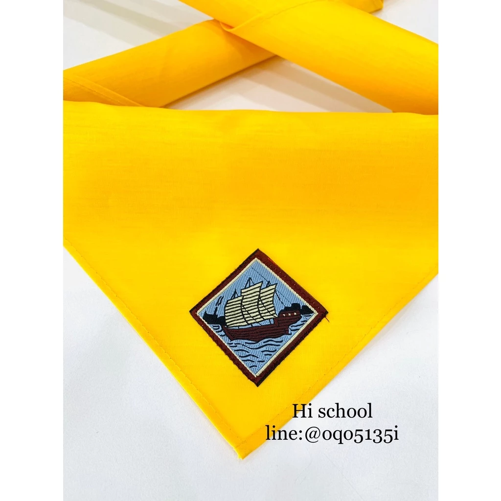 ผ้าพันคอลูกเสือ ฟรีไซส์ (Free Size) ตราเรือใบ สมุทรสาคร สีเหลือง ผ้าพันคอลูกเสือ เนตรนารี