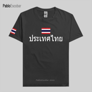 เสื้อยืดพิมพ์ลายประเทศไทยผู้ชาย T เสื้อ Footballes Jersey Nation Team Cotton Shirt เสื้อยืดแบรนด์เสื้อผ้าฟิตเนส Tee ไทยป