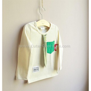 TLB-216 เสื้อแขนยาวเด็กชาย sweater สีครีม