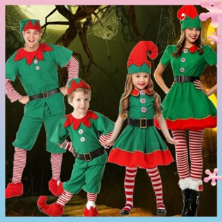 Childrens Christmas Costume Boys and Girls Toddler Elf Costume Parent-Child Costume Performance Christmas Fancy Dress Dance Costume