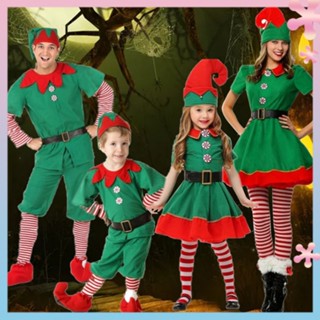 Childrens Christmas Costume Boys and Girls Toddler Elf Costume Parent-Child Costume Performance Christmas Fancy Dress Dance Costume