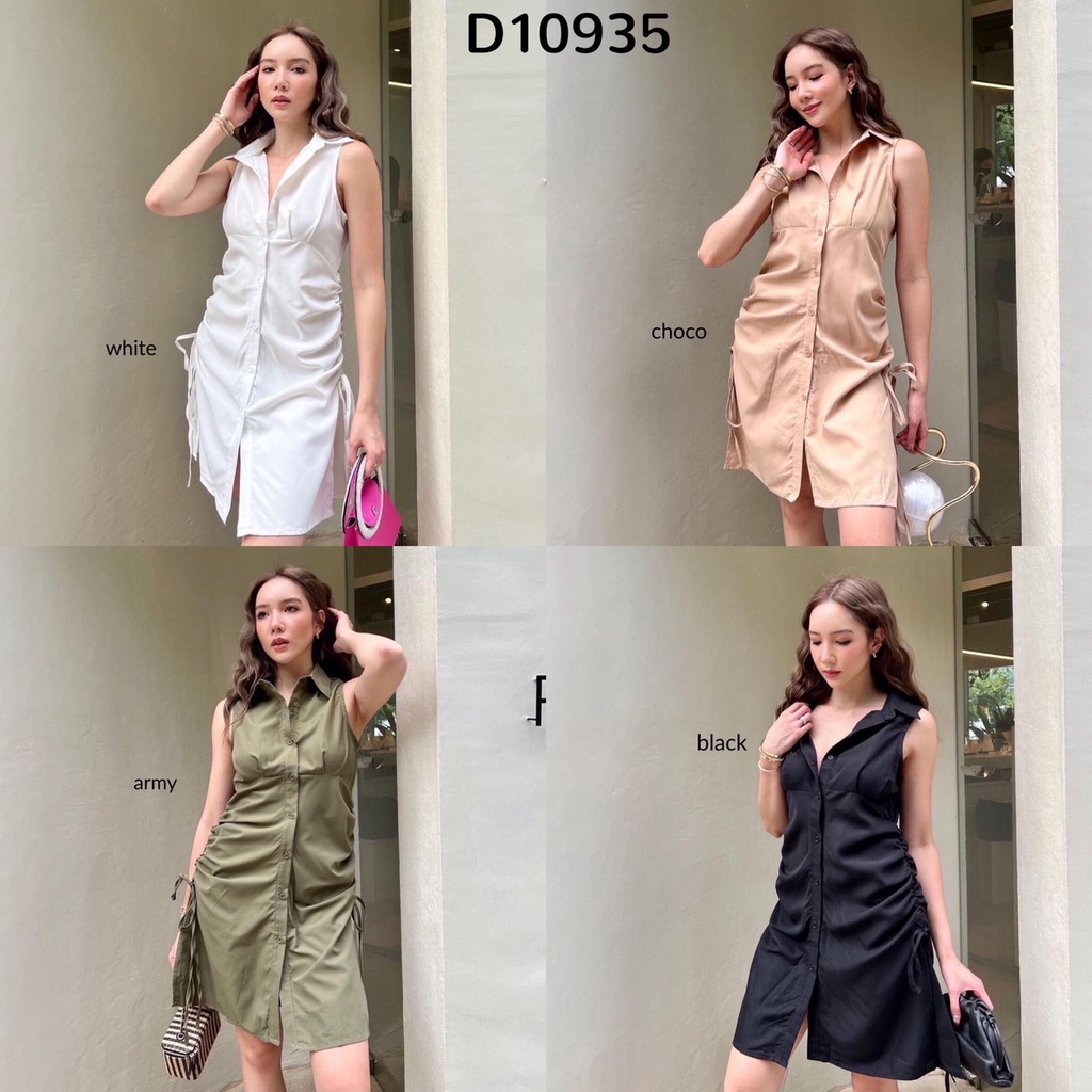 D10935 เดรสแขนกุด Fendy Tie Up