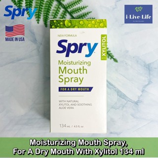 Spry - Moisturizing Mouth Spray, For A Dry Mouth With Xylitol 134 ml สเปรย์ระงับกลิ่นปาก ทำคอชุ่มชื้น ปราศจากน้ำตาล