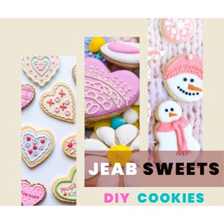 🎁 DIY cookies 💖 คุกกี้แต่งเอง 🎀 คุกกี้เนย+ครีมไอซิ่ง 4 สี+น้ำตาลเรนโบ 2 ห่อ 🎁