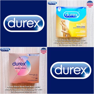 50% Sale!! Durex® Avanti Bare Real Feel Non Latex Natural Skin on Skin Feeling for Men Size 56 mm ดูเร็กซ์ ถุงยางอนามัย