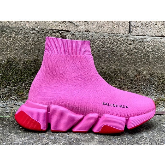 ของแท้ 100% Balenciaga Speed 2.0 รองเท้าผ้าใบลําลอง ข้อสูง สีชมพู แฟชั่น สําหรับผู้ชาย ผู้หญิง เหมาะกับการวิ่ง O8OF