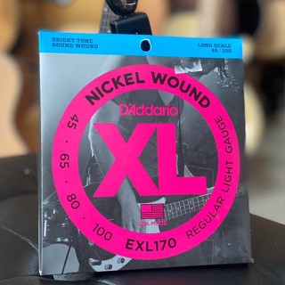 สายเบส D’Addario รุ่น EXL170 NICKEL WOUND BASS, LIGHT, 45-100 ( 4 สาย ) + ของแท้ สายกีตาร์เบส งานคุณภาพ * มีปลายทาง