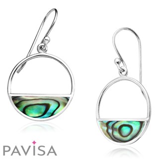 PAVISA ต่างหูเงินแท้ 92.5 ต่างหูเปลือกหอยเป๋าฮื้อ Abalone Shell ต่างหูห้อย ต่างหูรูปทรงเรขาคณิต เครื่องประดับเปลือกหอย