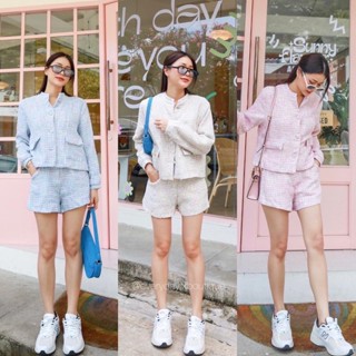 NEW IN!! TWEEDY WOOL BLAZER SET STYLE 🍬🧁💕(630฿ฟรีส่ง) ชุดเซทผ้าวูทวิต งานสวยดูแพง สไตล์คุณหนู คุณภาพดีมากๆค่าชุดนี้ glam