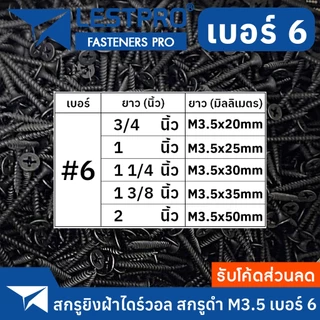 สกรูดรายวอลล์ สกรูดำยิงฝ้าขน สกรูเกลียวปล่อยหัวบัททอน ตะปูเกลียว น็อตเกลียวอเนกประสงค์ปลายแหลม มี 5 ขนาด สกรูดำ