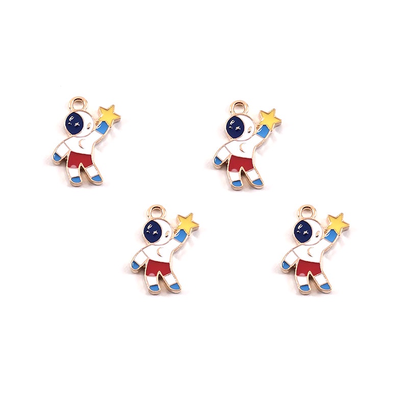 4 ชิ้น / ล็อต นักบินอวกาศ จรวดหยดน้ํามัน โลหะผสม เครื่องประดับสร้อยคอ DIY พวงกุญแจ ต่างหู จี้ 4 ชิ้น / ล็อต