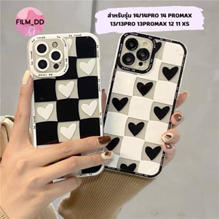 🎲🕷-พร้อมส่งในไทย-เคสซิลิโคนสกรีนลายหัวใจ ตาราง สำหรับรุ่น 14/14PRO 14 PROMAX 13/13PRO 13PROMAX 12 11 XS#267