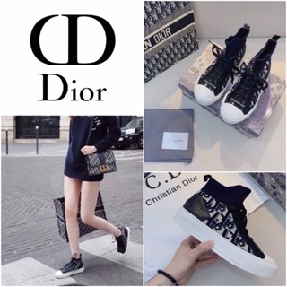 รองเท้า Walk ‘N’ Dior Sneakers Blue Dior Oblique Technical Mesh